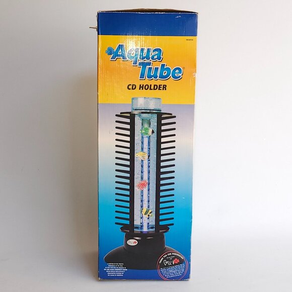 VINTAGE AQUA TUBE CD HOLDER BNIP Lava Lamp CD holder Holds 36 CDs WORKS - Picture 2 of 9